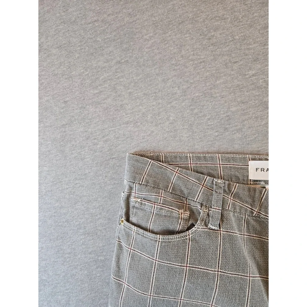 FRAME Le Crop Mini Boot Jeans Women 29 Grey Windowpane Plaid Cropped Flare Pants - Picture 7 of 13